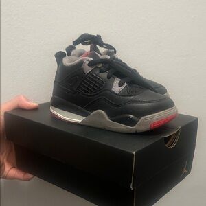 Jordan Kids Black and Gray Sneakers with Red Accents